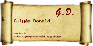 Gulyás Donald névjegykártya