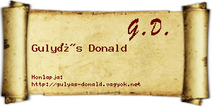 Gulyás Donald névjegykártya